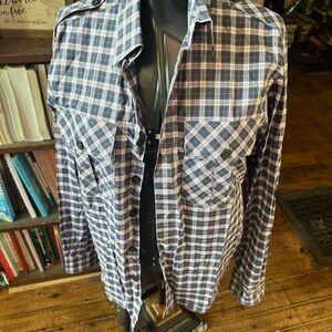 Billy Reid plaid tartan L fit 2 luxury button down shirt